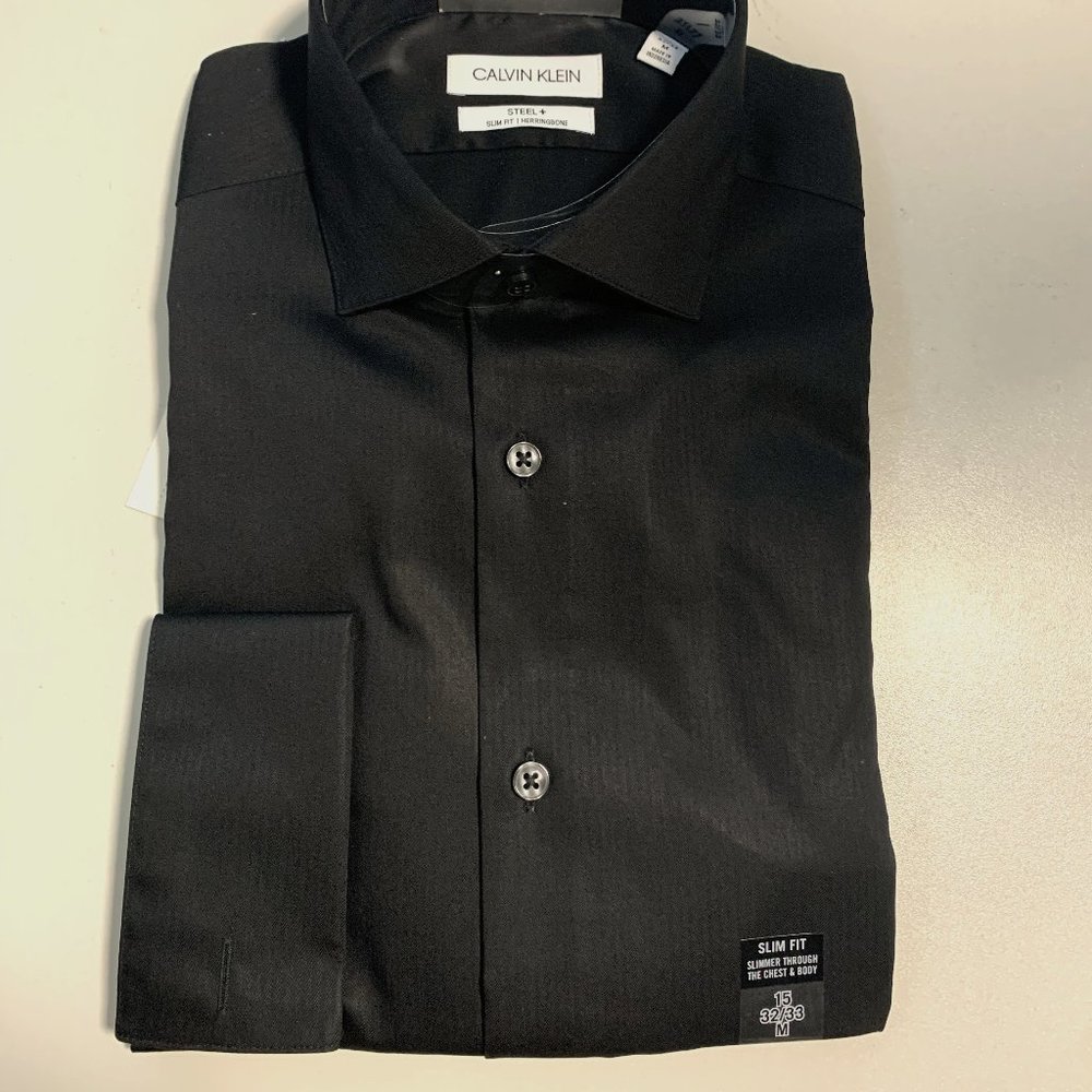Calvin Klein Slim Fit Black Dress Shirt 15 32/33